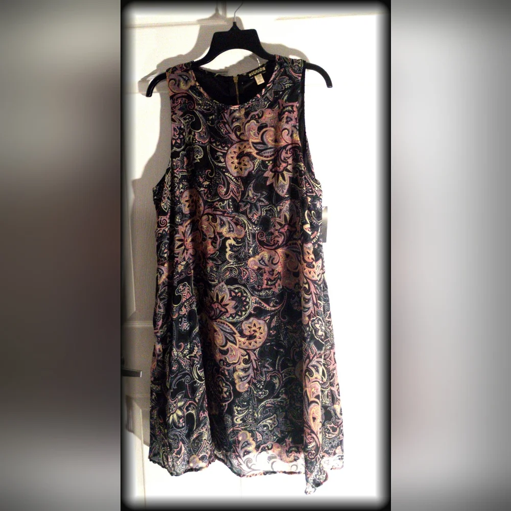NEW! HAANI Bohemian style Paisley A line Trapeze shift dress-Sleeveless Lined XL